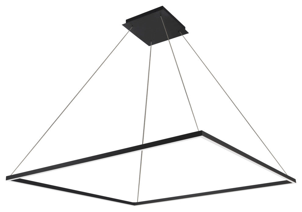 51" Atria LED Square Chandelier, Adjustable Suspension Fixture, Black