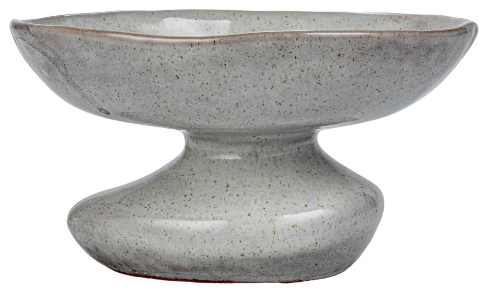 Speckled Stoneware Organic Shaped Footed Dish, White