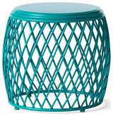 GDF Studio Alameda Outdoor 19" Diameter Lattice Iron Side Table, Matte Teal