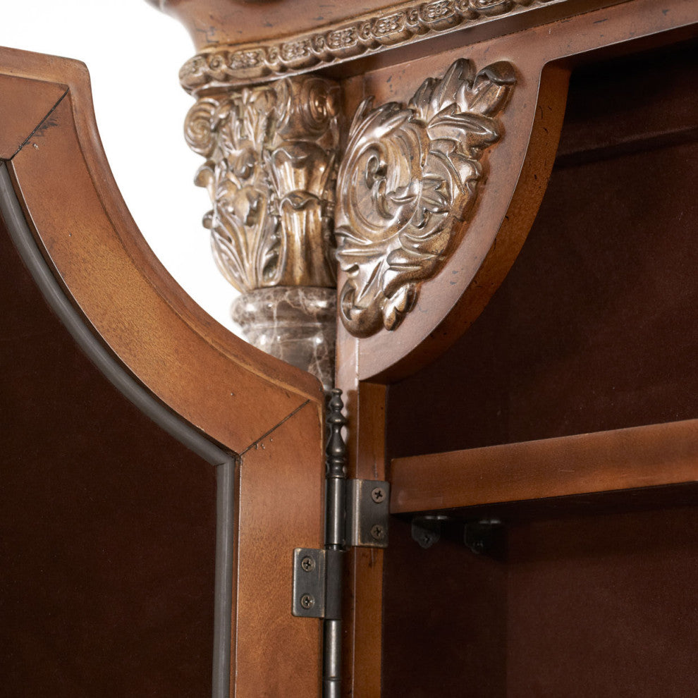 Villa Valencia Accent Floor Mirror with Storage, Classic Chestnut
