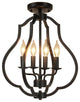 4 Light Farmhouse Ceiling Light, Vintage, Black, Industrial, Flush Mount