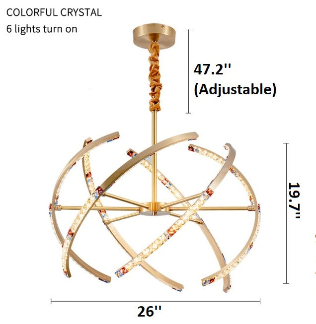 Arnasco | Creative Spherical Copper Crystal Chandelier, Colorful, 26''