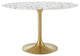 Lippa 47" Round Terrazzo Dining Table, Gold White