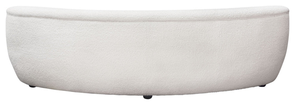 Simone Curved Sofa in White Faux Sheepskin Fabric