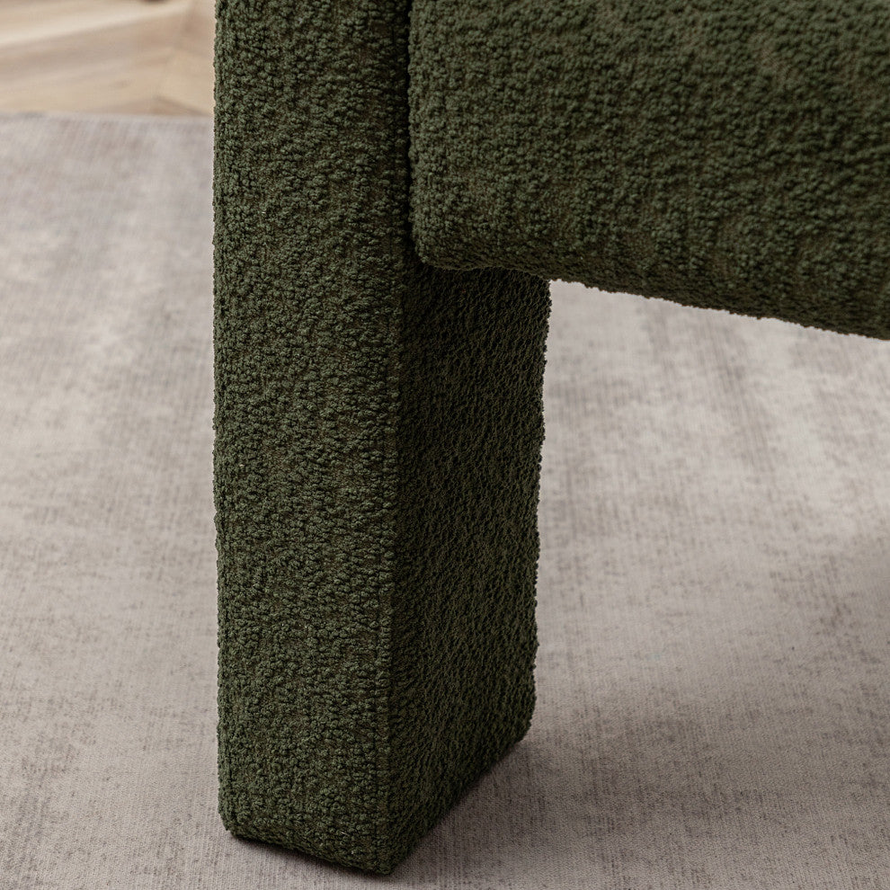 28" Wide Boucle Upholstered Square Armchair, Green