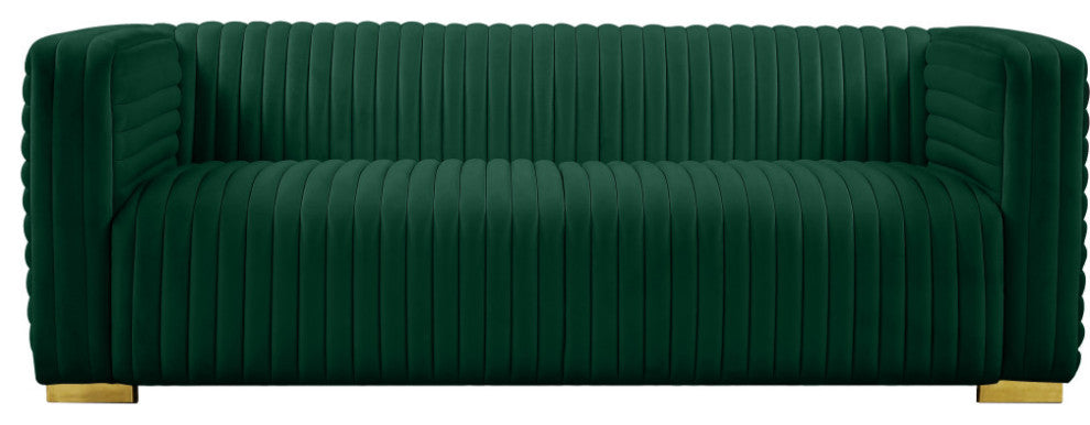 Ravish Velvet Upholstered Chair, Green, Sofa