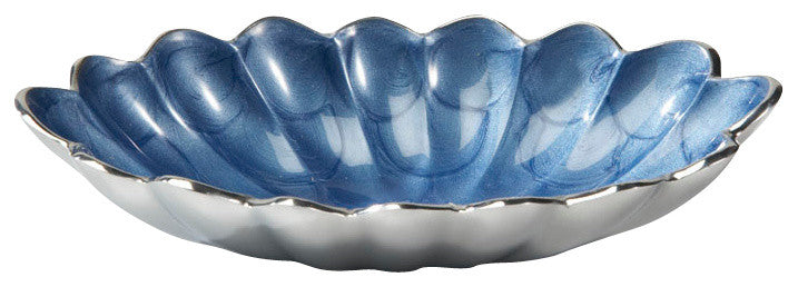 Peony 8" Oval Bowl, Azure