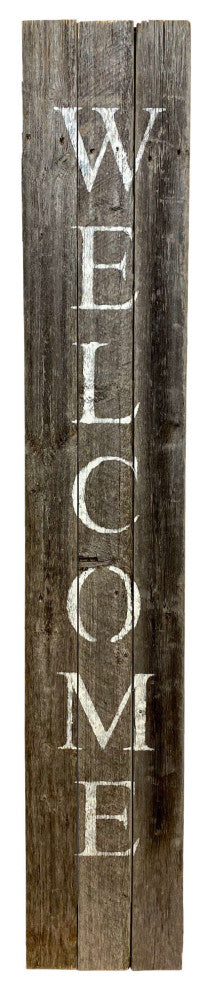 Rustic Dark Gray and White Front Porch Welcome Sign