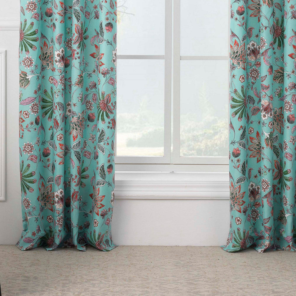 Barefoot Bungalow Audrey Window Panel Pair, Turquoise 42x84 (2), 3x24 (2)