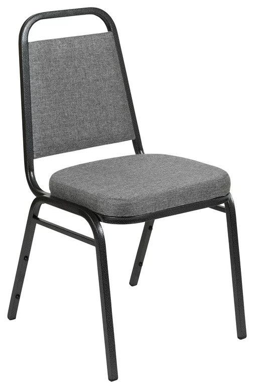 4 Pack Dining Chair, Padded Seat & Trapezoid Back, Gray Fabric/Silver Vein
