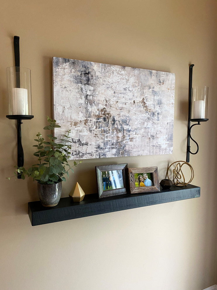 Rustic, Floating Shelf, 2" Thick x 6" Deep, Mountable, Black, 36