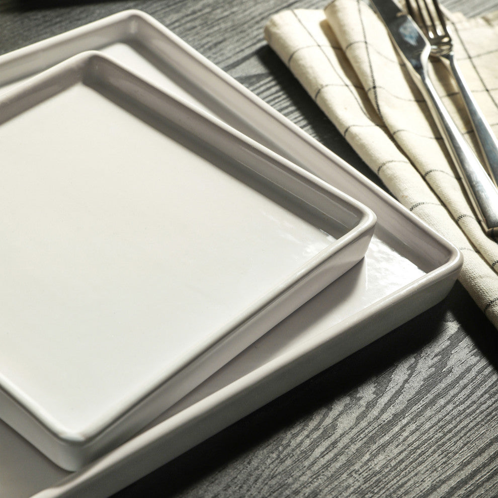 Stone Lain Grace Stoneware 24 Piece Dinnerware Set, White