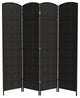 7' Tall Diamond Weave Room Divider, Black, 4 Panels