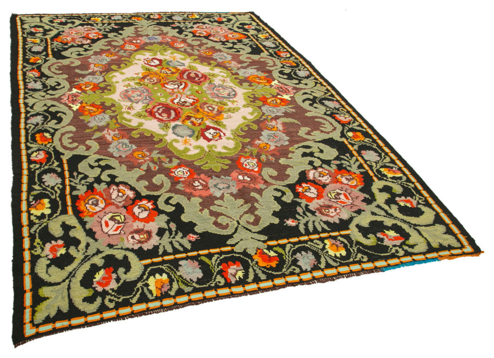 Rug N Carpet - Handmade Bessarabian 6' 7'' x 10' 0'' Antique Rose Kilim Rug