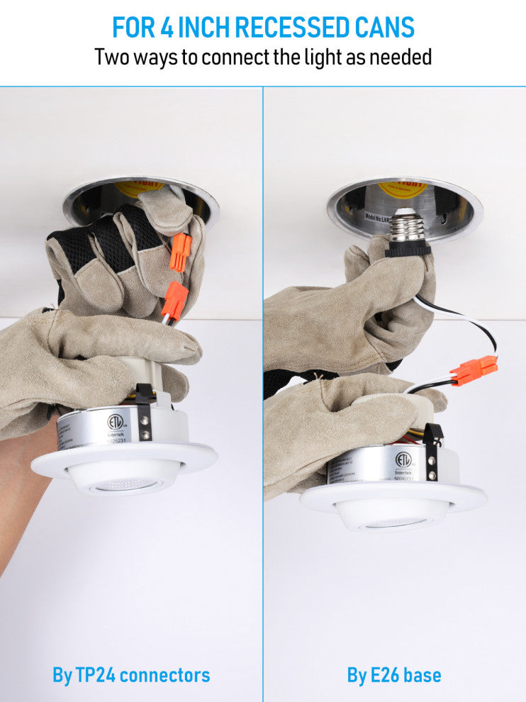 4 Pack 4" LED Gimbal Recessed Light Dimmable, ETL, 5000K Daylight