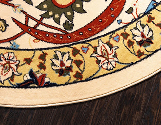 Country and Floral Kashan 2'7"x10' Runner Creme Area Rug