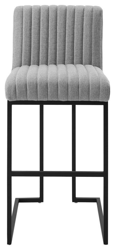 Tufted Bar Stool Chair Barstool, Fabric, Metal, Gray, Modern, Bar Pub