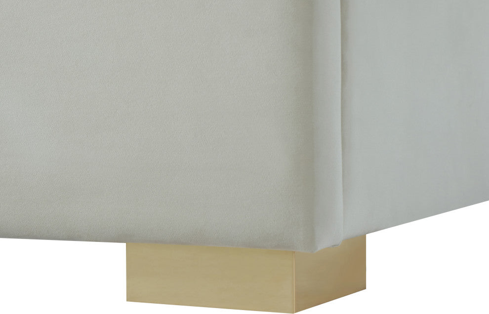 Nora Velvet Upholstered Bed, Cream, King