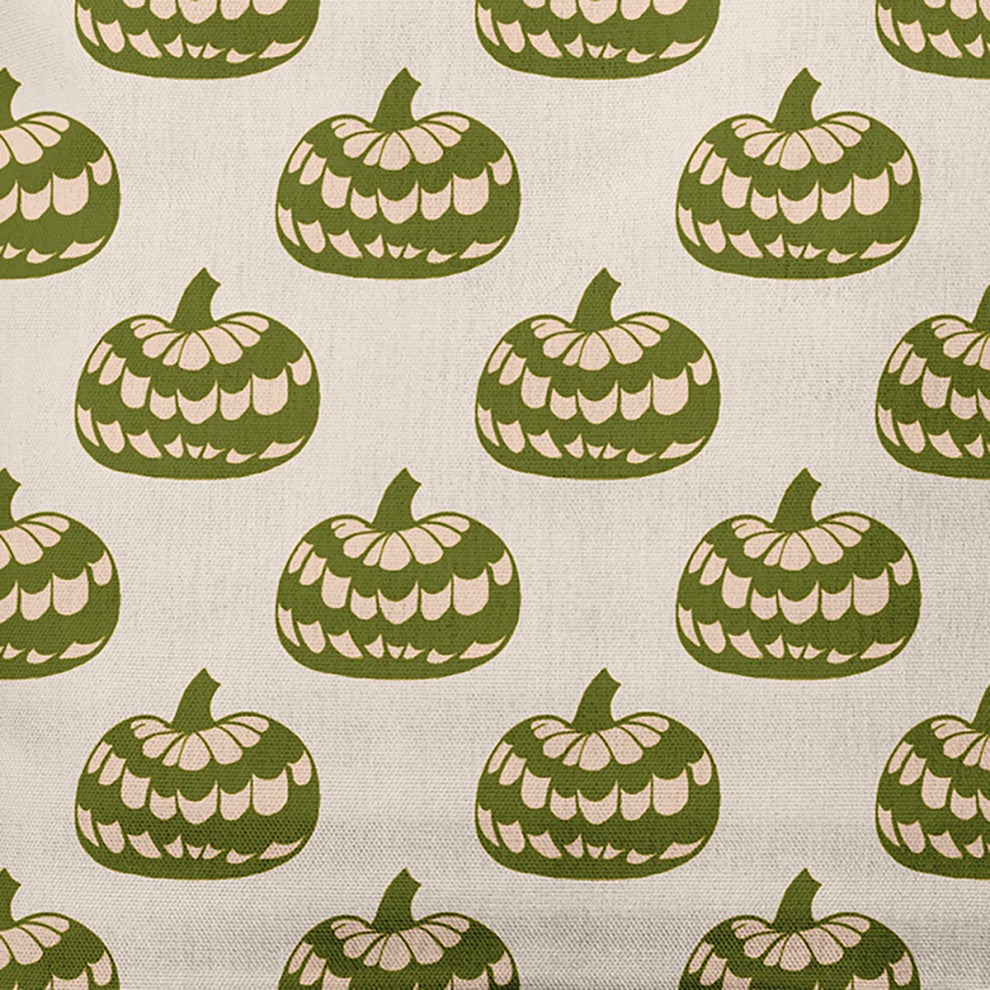 18" x 18" Patterned Pumpkins Indoor/Outdoor Polyester Throw Pillow, Olive