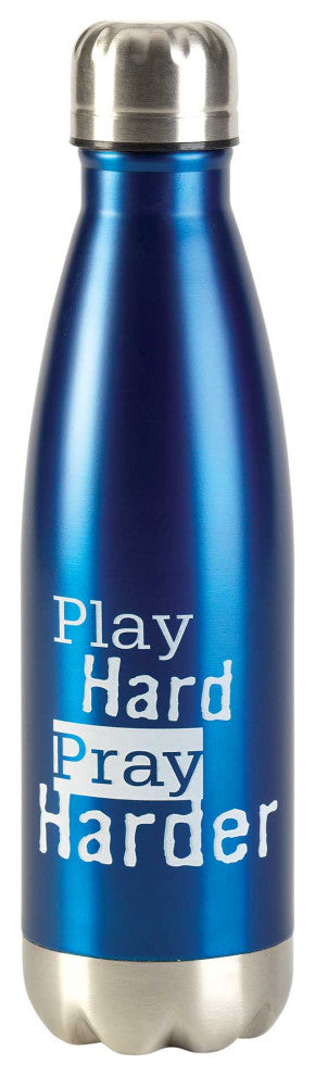 Play Hard Pray Harder, Water Bottle, Blue, 17 Oz