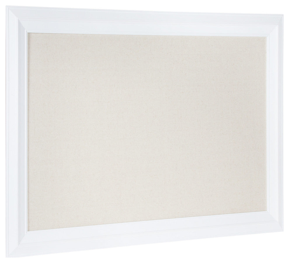 Whitley Framed Linen Fabric Pinboard, White/Natural 29.5x45.5