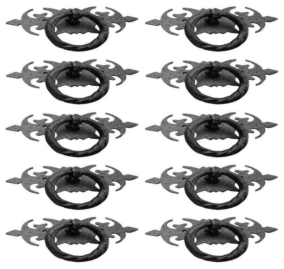 Ring Pull Cabinet Drawer Door Wrought Iron Black 3 1/2" Pack of 10