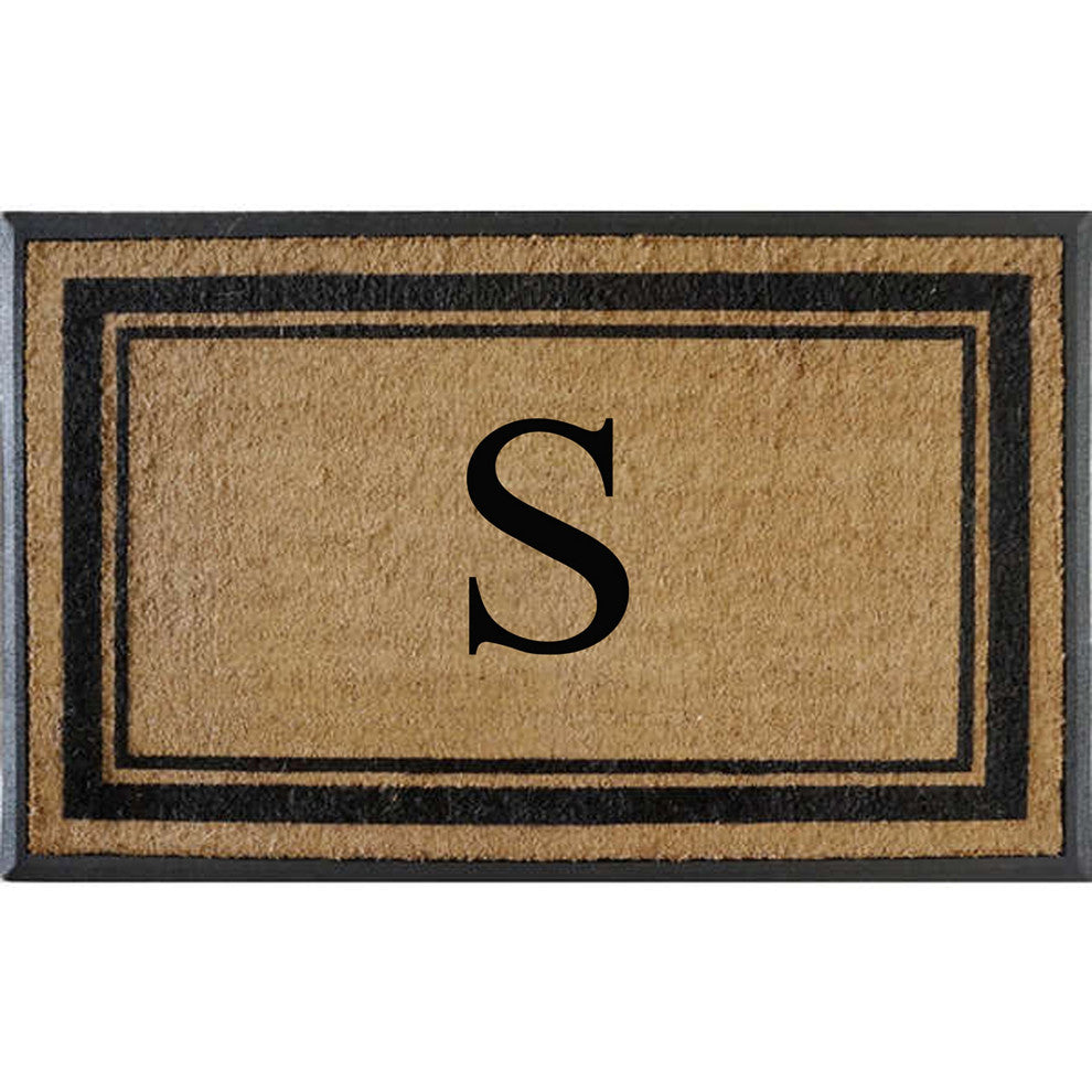A1HC Markham Border Flocked Extra Large Monogrammed Doormat, 30"X48", S