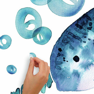 Blue & Aqua Catcoq Narwhal Giant Wall Decals