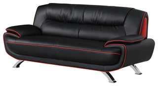 2-Piece Indoor Black Genuine Leather Five Person Seating Set