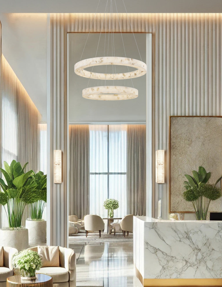 LumenAria Medley 17" LED ADA Alabaster Rocks Wall Sconce