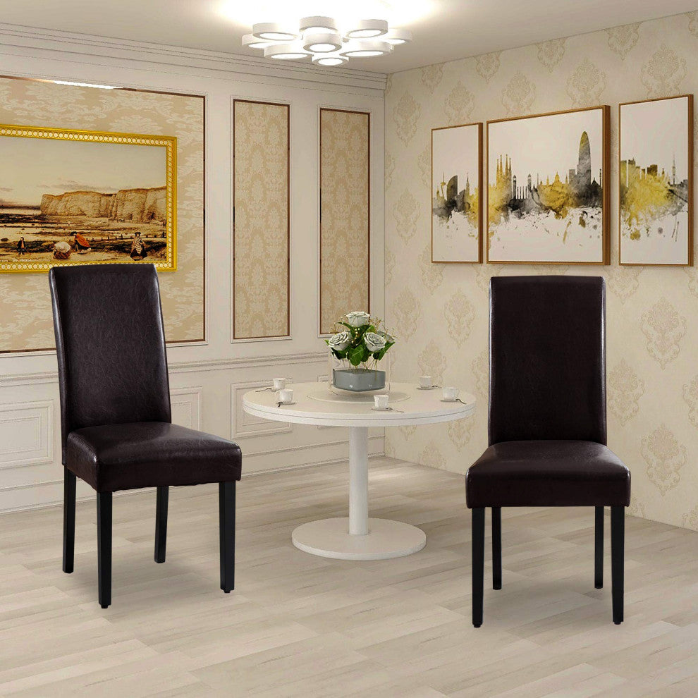 Rochefort Synthetic Leather Armless Set of 2-Pieces Dining Room Accent Chair, Br