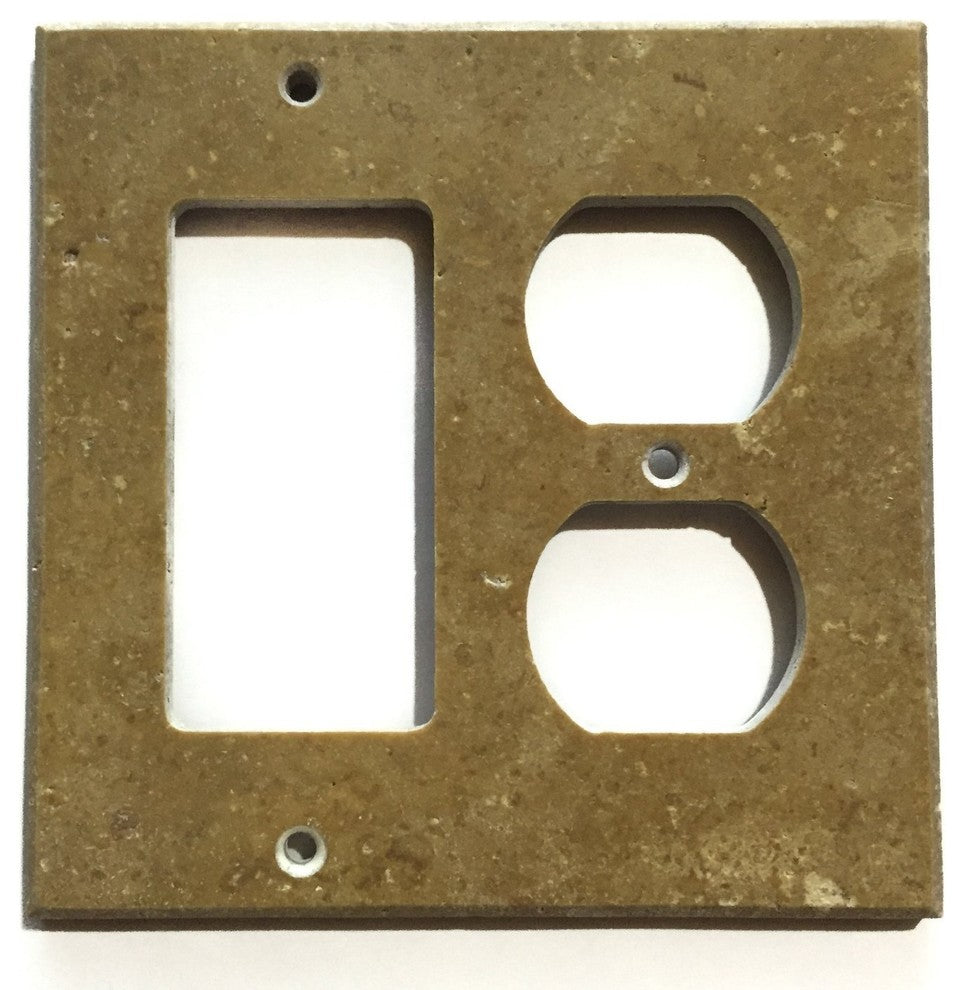 Noce Travertine Rocker Duplex Switch Wall Plate / Switch Plate / Cover - Honed