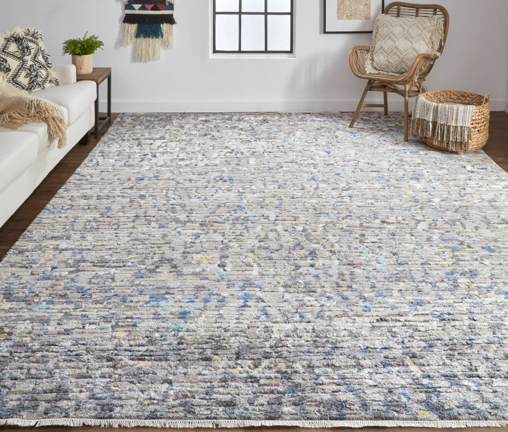 Weave & Wander Breel Contemporary Silk Shag, Gray/Multi, 2'x3'