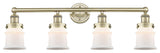 Canton 4-Light 32" Bath Vanity Light, Antique Brass Finish, Matte White Shade