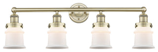 Canton 4-Light 32" Bath Vanity Light, Antique Brass Finish, Matte White Shade