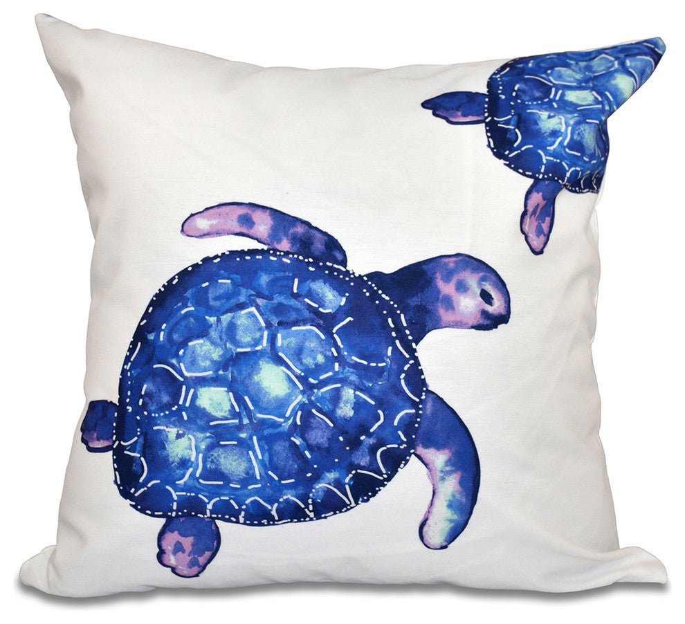 Turtle Tales, Animal Print Pillow, White, 16"x16"