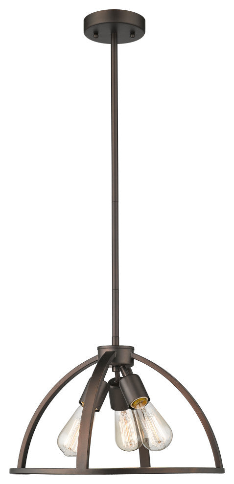 IRONCLAD Industrial 3 Light  Rubbed Bronze Ceiling Pendant 16inches Wide