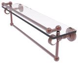 Pacific Grove 22" Groovy Glass Shelf with Towel Bar, Antique Copper