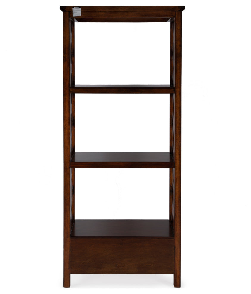 Lorena 30"W 3-Tier Etagere With Storage Drawer, Brown