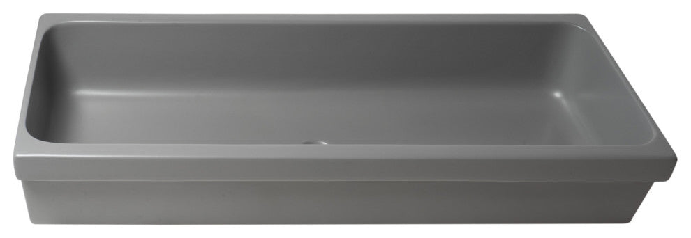 ALFI brand AB48TRGM 48" Grey Matte Above Mount Fireclay Bathroom Trough Sink