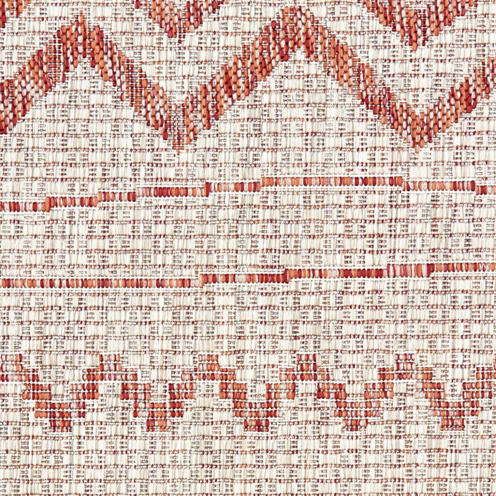 5" x 8" Red Zigzag Indoor Outdoor Area Rug