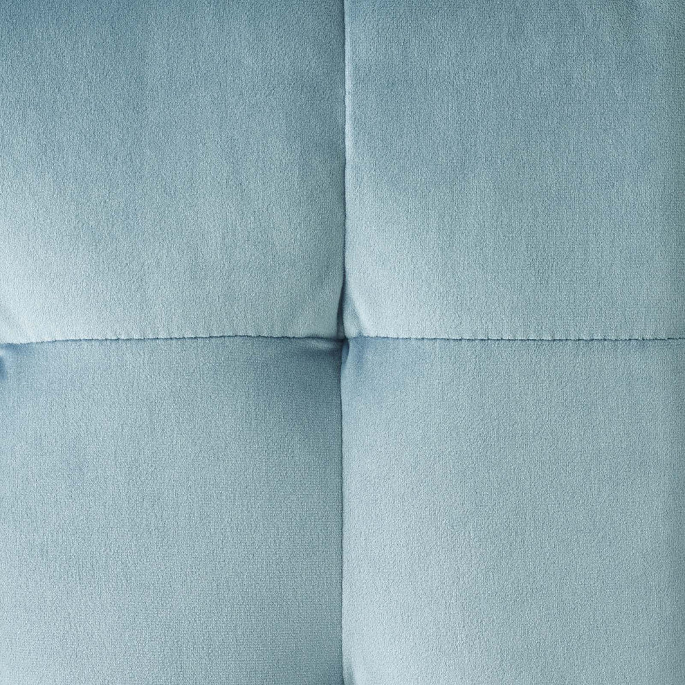 Modern Designer Lounge Accent Chair Ottoman, Velvet Fabric, Light Blue
