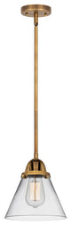 Large Cone Mini Pendant, Brushed Brass, Clear, Clear