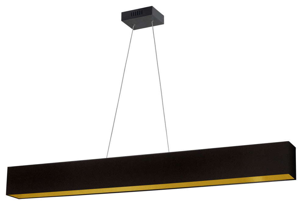 30W Horizontal Matte Black Pendant w/ Black/Gold Shade, AUB-S5130HP-MB-698