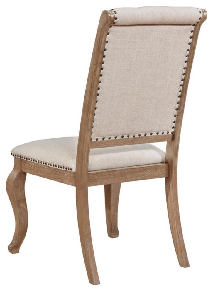 Coaster Brockway Fabric Tufted Side Chairs in Cream and Barley Brown