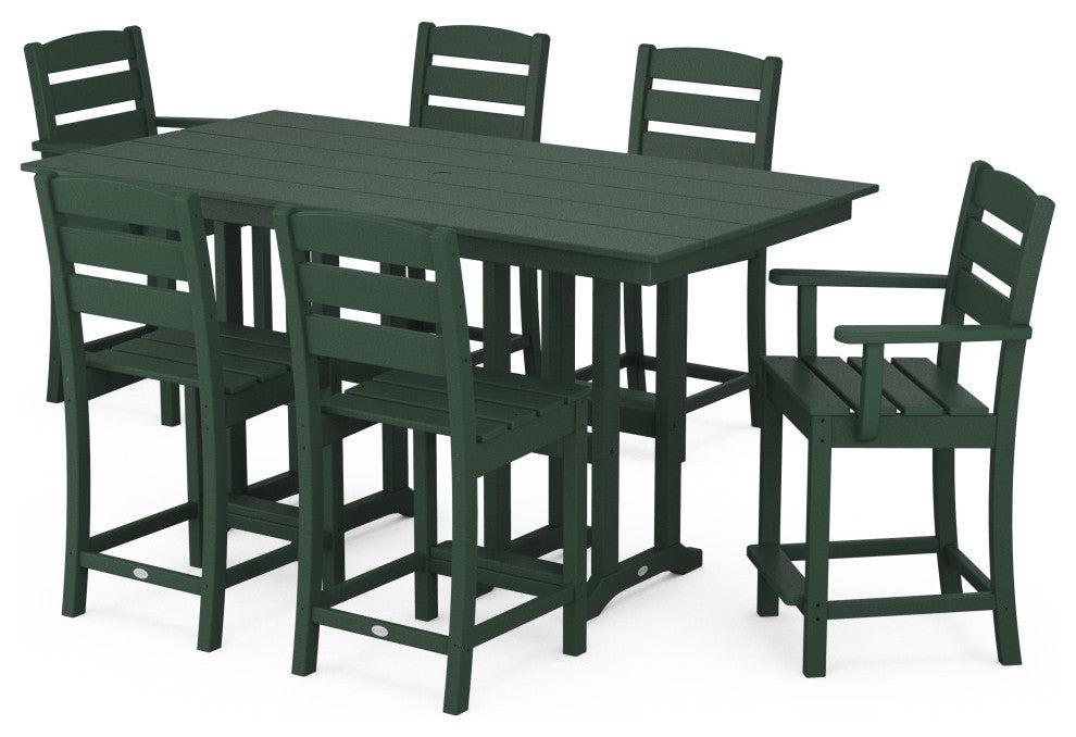 POLYWOOD Lakeside 7-Piece Counter Set, Green
