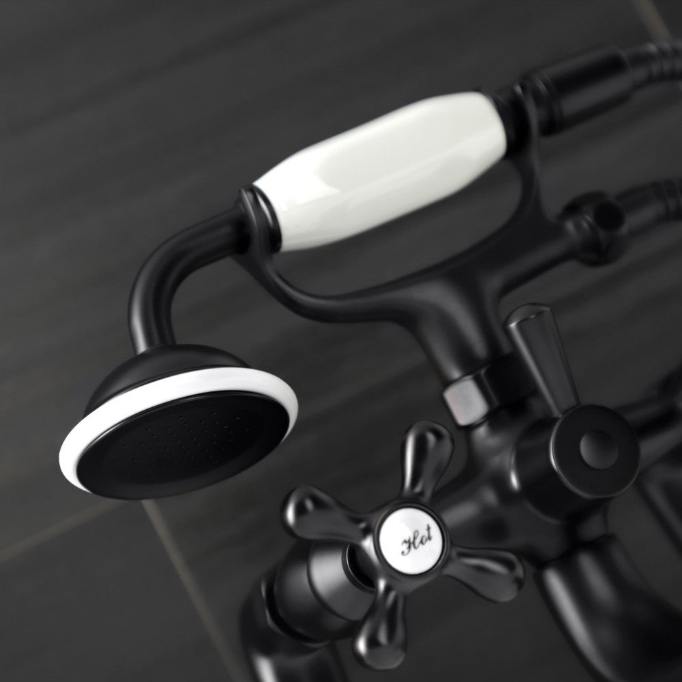 KS228MB Deck Mount Clawfoot Tub Faucet With Hand Shower, Matte Black