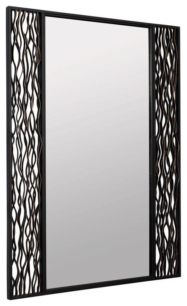Estela 30x40 Rectangular Wall Mirror - Matte Black/French Gold