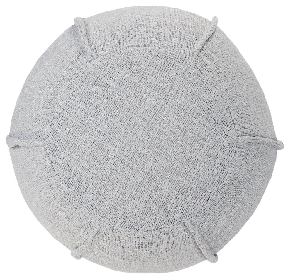 Handcrafted Solid Gray Pleated Pouf