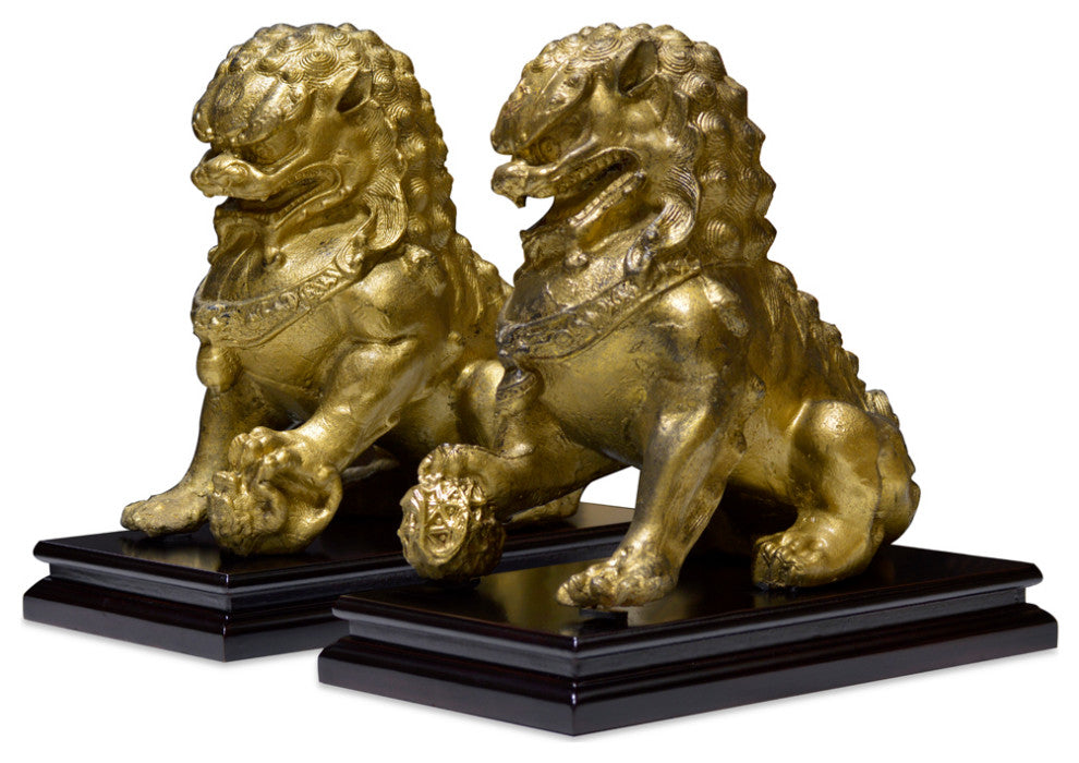 Chinese Temple Iron Foo Dog Set